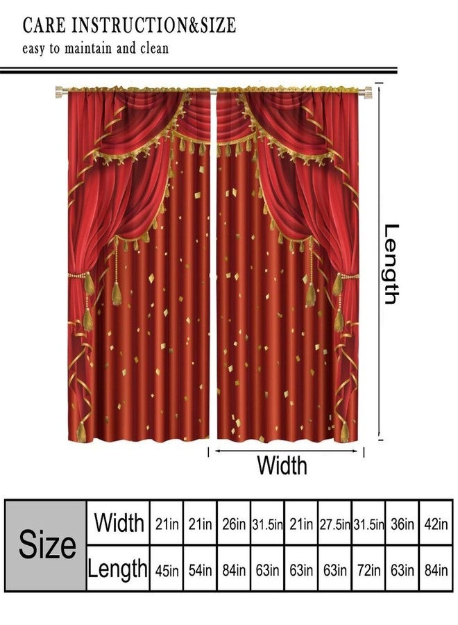 YSWOW Movie Theater Curtains, Red Gold Vintage Elegant Theater Art Printed Blackout Window Drapes for Bedroom Living Room Kitchen Decor Fabric 2 Panels 42x45 Inch 30% Shading Rate - Image 2
